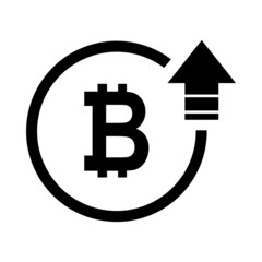 Bitcoin high symbol, cost increase icon. Growth profit bussiness sign vector illustration