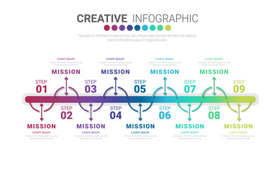 Fototapeta na wymiar Vector Infographic design with 9 options or steps. Infographics for business concept.