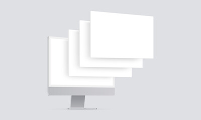 PC Mockup with Blank Web Pages. Concept for Showcasing Web Design Projects. Vector illustration