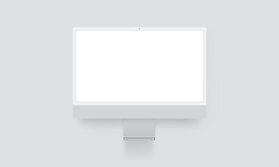Modern Computer Monitor Mockup with Blank Screen, Front View. Vector Illustration - obrazy, fototapety, plakaty