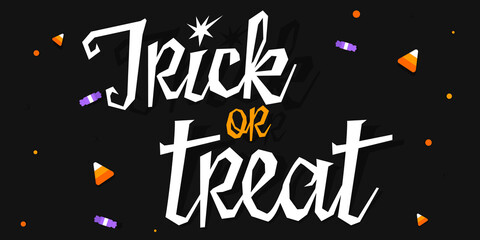 Fototapeta na wymiar Halloween banner. Trick of Treat. Poster, greeting card for concept design, vector illustration.