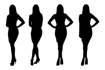 girl set silhouettes businesswoman Isolated vector illustration for design