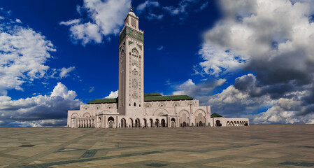 Obraz premium Hassan II Moschee in Casablanca Marokko, Panorama