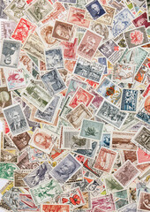 vertical background of postage stamps, each stamp is from Czechoslovakia country
