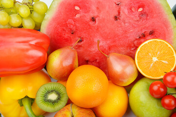 background from various vegetables and fruits.