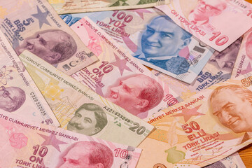 Obraz premium Turkish lira TL. TRY banknotes