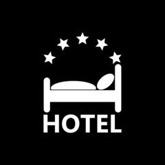 Hotel five stars sign icon in flat style isolated on dark background