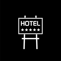 Hotel five stars sign icon in flat style isolated on dark background