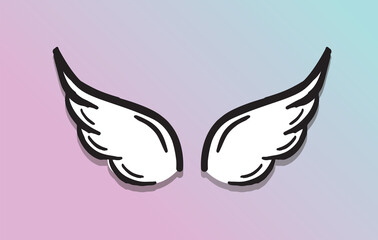 Angel wings vector hand drawn illustration