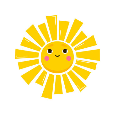 Cute smiling sun vector illustration isolated on white background
