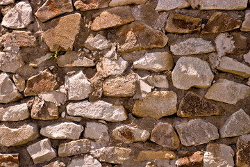 Gross masonry with cement. Stone wall texture. Rough background.