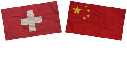 China and Switzerland Flags Together Paper Texture Effect Illustration