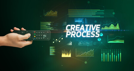 hand holding wireless peripheral, cyber business concept