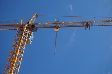 construction crane on blue sky background