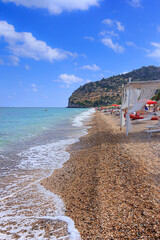 The most beautiful beaches of Puglia in Italy: Piana di Mattinata Beach is a typical pebble beach...