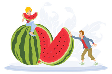 Template for landing page of watermelon day. Illustration for internet and mobile website.