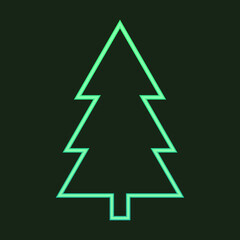 Fototapeta premium Neon Christmas tree. Decorative green lines illuminated by electric lights. New Years holiday concept. Geometric shape, element and symbol of isolated Christmas tree. Vector illustration