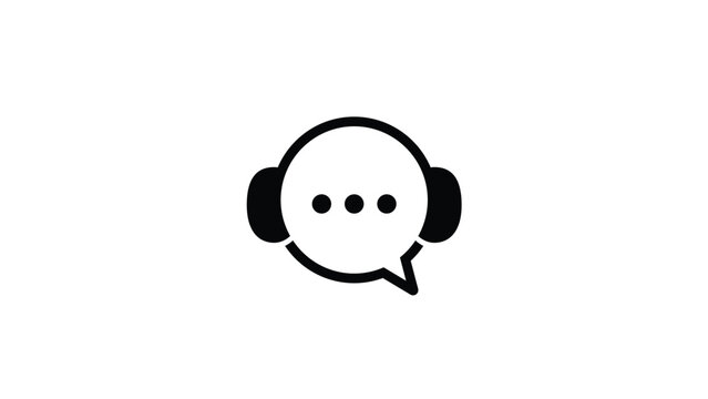 creative headphone chat bubble symbol logo vector design