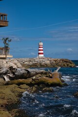 Naklejka premium different views of the lighthouse of the port closest to Catalina Island in Dominican Republic