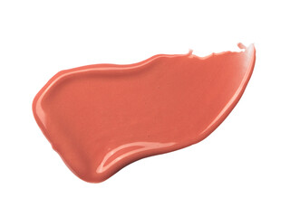 Smudged red lip gloss sample isolated