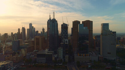 Obraz premium Melbourne City Sunset Evening, Victoria, Australia
