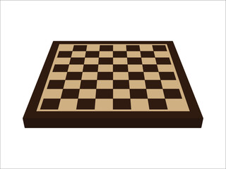 Volumetric chess board without chess pieces on a white background