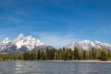 Grand Tetons from the Snake River in Grand Teton National Park, Wyoming, USA
