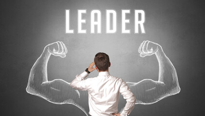 Rear view of a businessman, powerfull business concept