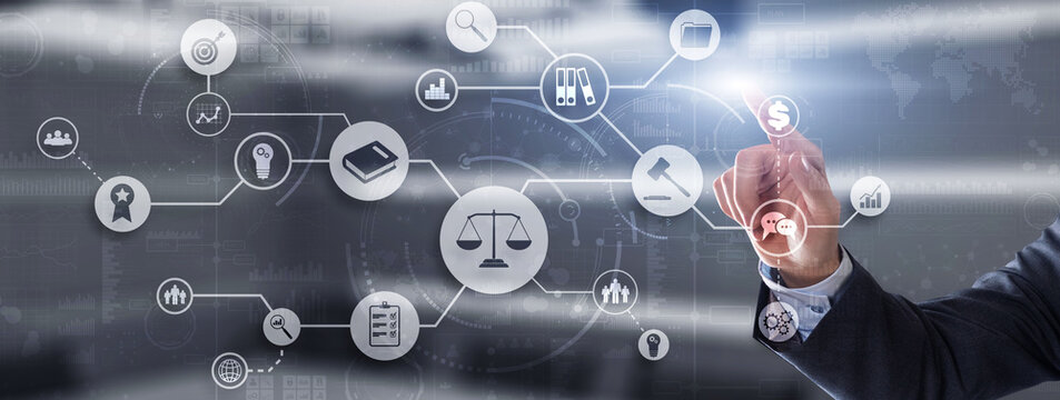 Law. Legal advice business concept on virtual screen