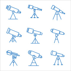 telescope icon set. telescope icon pack symbol vector elements for infographic web