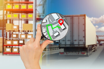 Logistic technology and transport. Logistics truck . Concept - development of logistics route....