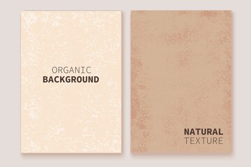 Set of grunge backgrounds in beige colors. Soft natural, organic texture. Hand made paper. Craft style.