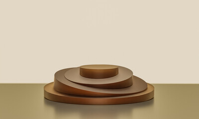 Scene with beige color podium for mock up presentation in minimalism style with copy space, 3d render abstract background