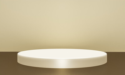 Scene with beige color podium for mock up presentation in minimalism style with copy space, 3d render abstract background