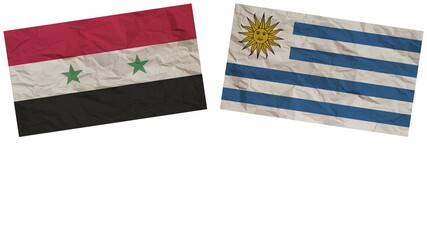 Uruguay and Syria Flags Together Paper Texture Effect Illustration