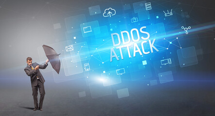 defending with umbrella from cyber attack