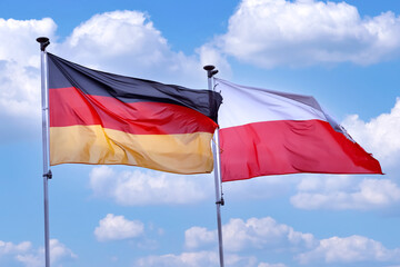 German and Polish flags waving together
