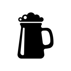 Beer mug icon. Black silhouette. Side view. Vector simple flat graphic illustration. The isolated object on a white background. Isolate.