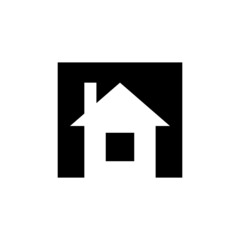 House icon. Black silhouette. Front view. Vector simple flat graphic illustration. The isolated object on a white background. Isolate.