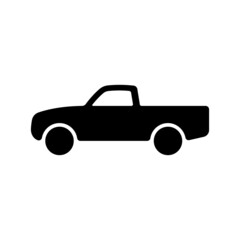 Pickup truck icon. Black silhouette. Side view. Vector simple flat graphic illustration. The isolated object on a white background. Isolate.