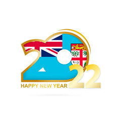 Year 2022 with Fiji Flag pattern. Happy New Year Design.