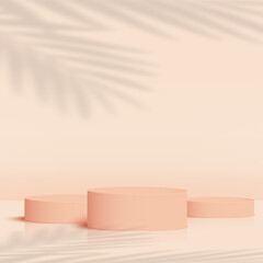 Abstract background with cream color geometric 3d podiums. Vector illustration