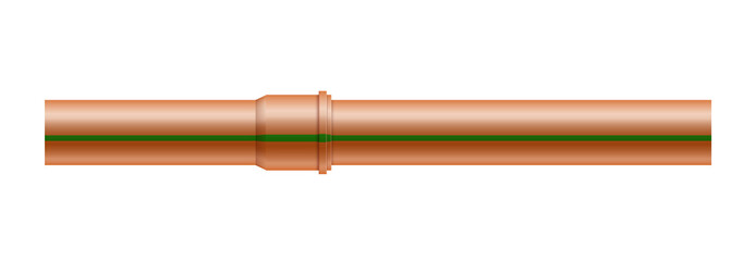 Seamless pipeline plastic pipe element. Realistic water and gas engineering plumbing system