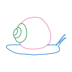  Colorful snail line illustration on the white background. Slow living concept