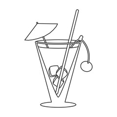 Summer cocktail vector icon.Outline vector icon isolated on white background summer cocktail.