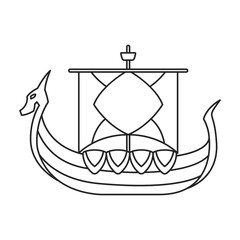 Ship viking vector icon.Outline vector icon isolated on white background ship viking.