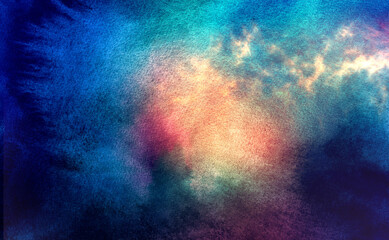 Cosmic illustration. Beautiful colorful space background. Watercolor Cosmos