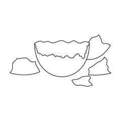 Half egg vector icon. Outline vector icon isolated on white background half egg.