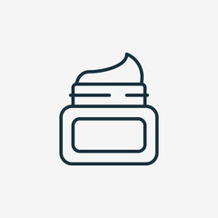 Jar Cosmetic Cream Line Icon. Open Cream Container for Skin Care Body, Face or Hand Linear Pictogram. Plastic Jar for Beauty Product Icon. Editable Stroke. Isolated Vector Illustration
