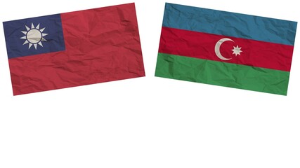 Azerbaijan and Taiwan Flags Together Paper Texture Effect Illustration